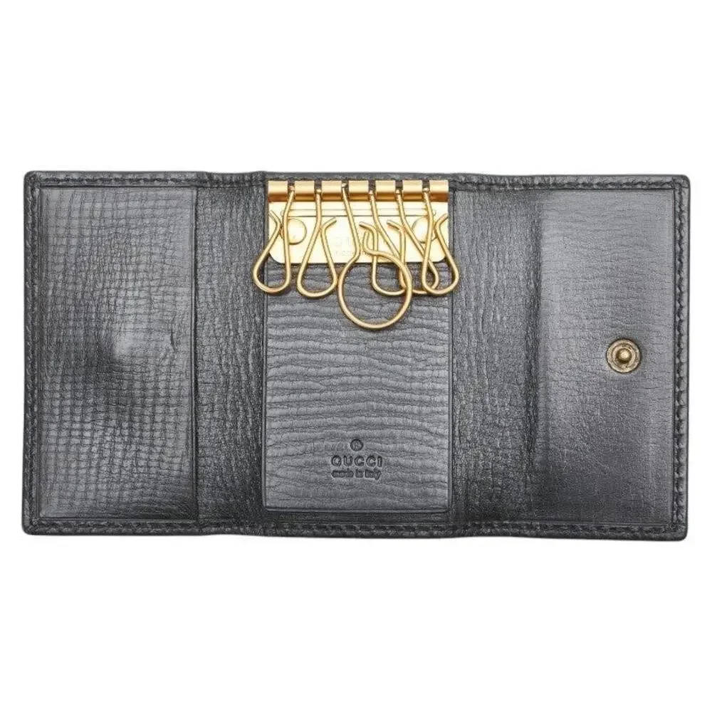 Gucci Leather 6-Key Case Black